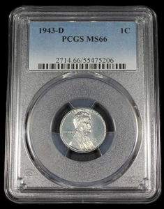 1943 D LINCOLN STEEL CENT PCGS MS66 UNC MS 66 WEIZEN PENNY ZERTIFIKAT 55475206 - Bild 1 von 2