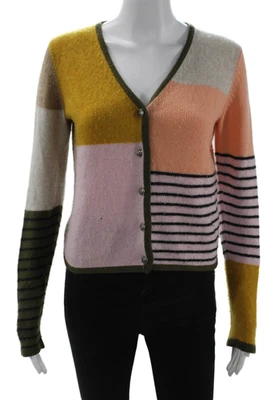 Cárdigan The Elder Statesman Unisex Beige Geométrico Cachemira Cuello en V Talla XS Foto 1 de 4