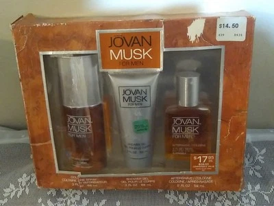 Jovan Musk PARA HOMBRES Colonia Spray GEL DE DUCHA Aftershave Set de Regalo CAJA DAÑADA Foto 1 de 4