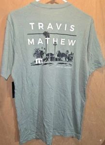 Nwt Travis Mathew Shirt Green Golf Always Vacation Medium M Greenway Trail $45 - Picture 1 of 4