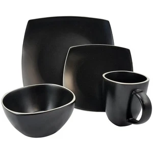 Gibson Soho Lounge Matte 16-Piece Dinnerware Set, Black - Picture 1 of 1