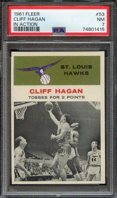 1961 Fleer #53 Cliff Hagen IA PSA 7 St. Louis Hawks 1415 - Image 1 of 2