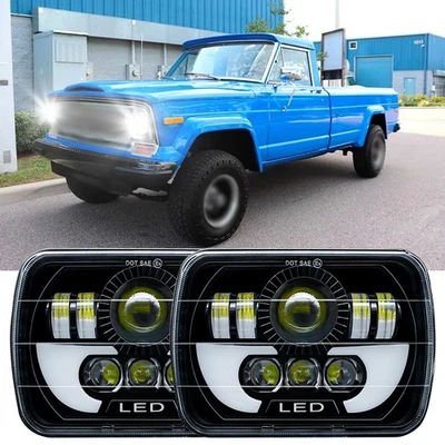 2 PIEZAS Faro LED Rectángulo Alto/Bajo DRL Más Brillante 5X7" 7x6 pulgadas para Camioneta Toyota Foto 1 de 4