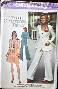 Simplicity Pattern 6104 Jr Petite Suit Skirt Pants Jacket Size 5 JP UNCUT 1973 - Picture 1 of 5