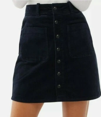 Free Assembly Women's Cordo Button-Front Skirt.  Blue Size 8. - Image 1 of 2
