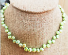 15"6.5x4.6mm Natural South Sea Genuine Olive Green Pearl Unfinished Necklace AAA