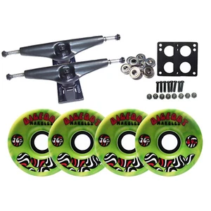 LONGBOARD Skateboard TRUCKS BIGFOOT GREEN SWIRL WHEELS - Picture 1 of 2