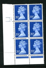 Machin (Photo) 1983 20.5p ultramarine MNH Cyl block of 6 Plate 1 no dot