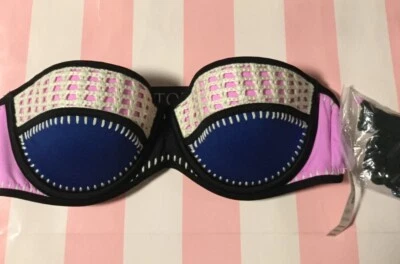 NWT Victoria's Secret Swim The Flirt Bandeau Crochet 34C Bikini Swim Top N6080 - Image 1 of 4