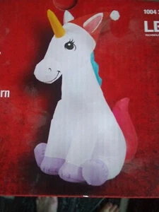 NEW 4.5' Unicorn LED airblown inflatable Christmas yard decor Santa - Picture 1 of 4