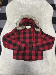 Denim & Supply Ralph Lauren Women Buffalo Plaid Moto Biker Jacket Red Size M - Picture 1 of 8
