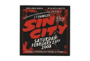 2008 SIN CITY Los Angeles Rave Flyer Vinyl Sticker Decal 3" x 3" Inches - Picture 1 of 2