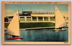 Camden NJ Yacht Club & Yachts Cooper River Parkway Linen Old Vtg Postcard View