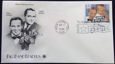 Scott 3097 FDC Tommy Jimmy Dorsey Big Band Leaders American Music Series PCS - Image 1 of 3
