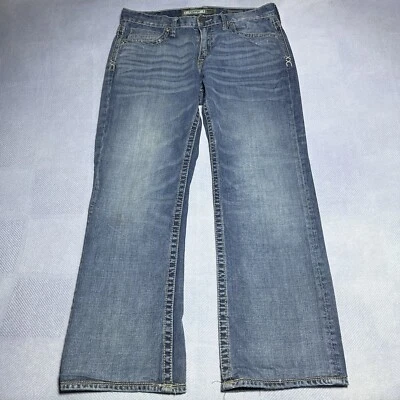 Pantalones de mezclilla BKE Carter bordados pierna ancha recta azules desgastados talla 33x29,5 Foto 1 de 4