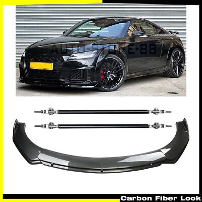 For Audi TTS Quattro Coupe Carbon Fiber Style Front Bumper Lip Spoiler Body Kit - Image 1 of 4