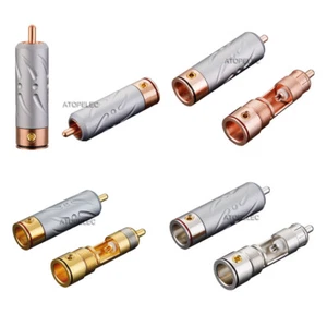 2pcs VIBORG Gold/Rhodium Plated 99.998% Pure Red Copper RCA Male Plug VR109 - Picture 1 of 4