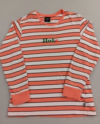 Camisa Pullover HUF Melocotón Rayas Bordada 100% Algodón Para Hombres Talla M Manga Larga Foto 1 de 4