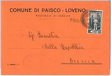 LAVORO - Storia Postale: ANNULLO MUTO EMERGENZA su BUSTA da  PAISCO LOVENO 1952