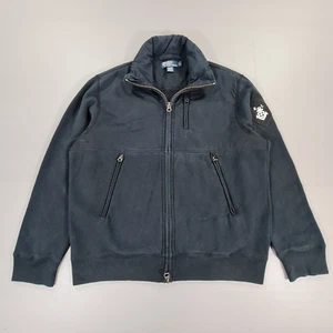 Polo Ralph Lauren Mens Jacket Black Large Nautical Anchor Cotton Hooded Bomber - Picture 1 of 7