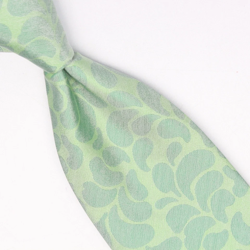 Tallia Mens Silk Necktie Pastel Green Paisley Weave Woven Tie Made in Italy - Image 1 of 4