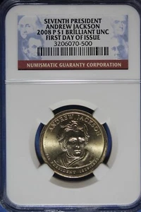 2008 P NGC BRILLIANT UNC ANDREW JACKSON PRESIDENTIAL DOLLAR #B49755 - Picture 1 of 2