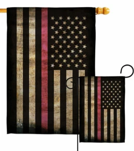 Thin Pink Line Garden Flag Awareness Support Decorative Gift Yard House Banner - Picture 1 of 17