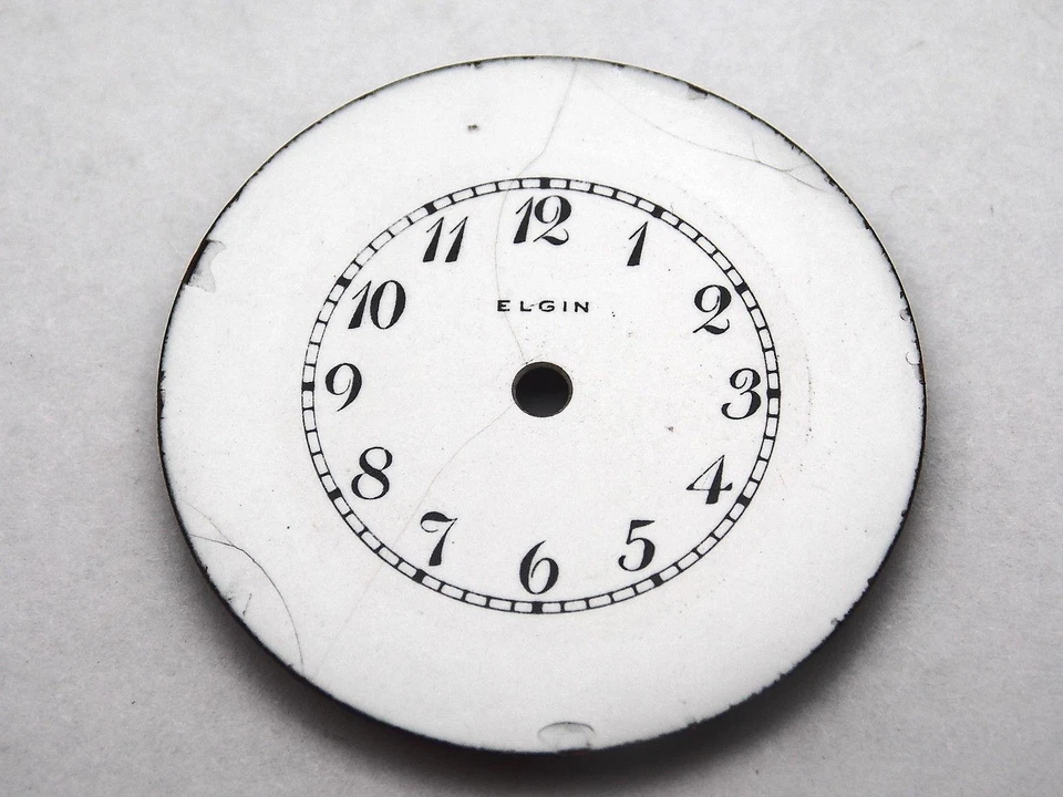 Esfera de reloj Elgin para relojes de bolsillo vintage blanca 28,9 mm número negro Mrkrs Foto 1 de 1