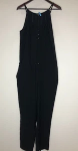 Womens Size Large Drew Anthropologie Drawstring Waist Jumpsuit Pockets Black - Picture 1 of 9
