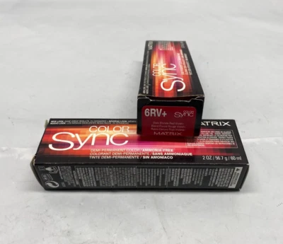 *LOTE DE 2* Matrix Color Sync Demi Color Permanente Color 2 OZ, 6RV+ Rubio Oscuro Rojo... Foto 1 de 4
