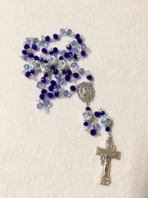TAMPA BAY RAYS ROSARY CHARM NECKLACE JEWELRY GLASS BEAD BASEBALL ORNAMENT MLB - Image 1 of 4