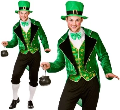 Mens Deluxe Leprechaun Fancy Dress Costume Men's St Patricks Day Outfit New w - Image 1 of 4