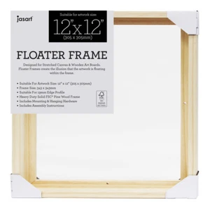 Jasart Thin Edge Artwork 12x12" Wood Floater Canvas Painting Frame Sqr Natural - Picture 1 of 5