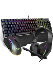 Wired Mechanical Keyboard Mouse Headset Combo Set - Picture 1 of 7