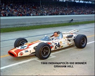 1966 Indy 500 Winner Graham Hill Racing Photo 8X10 - Image 1 of 4