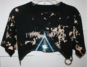 Pink Floyd Women's T-shirt Cropped Short Sleeved Black Size Small - Picture 1 of 6