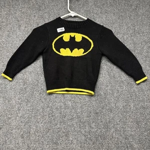 Vintage Batman Sweater Youth Size Small Acrylic Pullover Black Long Sleeve 90’s - Picture 1 of 14
