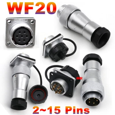 WF20 Aviation Plugs Square Sockets IP65 Waterproof Cable Connector 2 3 4~15 Pins - Image 1 of 4