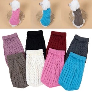 For Dog Coat Puppy Knitted Sweater Thermal Jumper Winter Cat Warm Pet Clothes - Picture 1 of 25