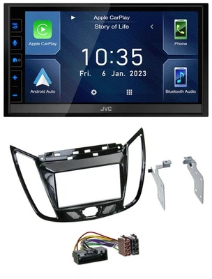 JVC DAB Bluetooth MP3 USB 2DIN Autoradio für Ford C-Max Kuga Klavierlack schwarz - Bild 1 von 4