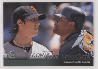 Lista de verificación del equipo Upper Deck 2010 Tim Lincecum Pablo Sandoval #594 Foto 1 de 2