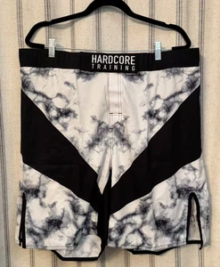 Hardcore Training Men's Marble White Black MMA UFC Fight Boxing Shorts 4XL - Picture 1 of 6