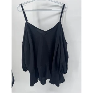 Torrid schwarz Cold Shoulder romantische Schößchen Bluse Top Plus Größe 2 - Bild 1 von 6