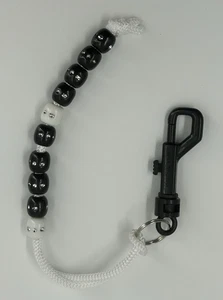Black & white Rhinestone Beaded White Cord Clip Keychain fob - Picture 1 of 3