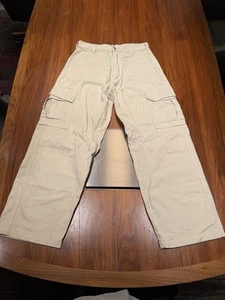 OBEY Bigwig Cargo Denim Pants Cream White Size 28 - Picture 1 of 11
