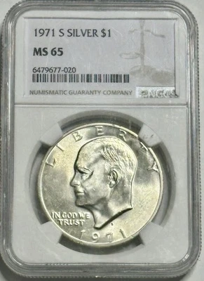 1971-D Eisenhower Dollar Friendly Eagle NGC MS65. BEAUTIFUL SILVER 🇺🇸 COIN. - Image 1 of 4