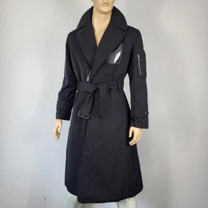 NWT~$875~RANDOM IDENTITIES~SZ M~BLACK BELTED MILITARY STYLE TRENCH COAT JACKET - Picture 1 of 24