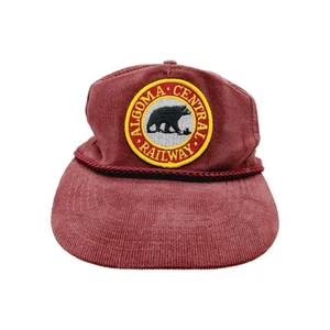 Algoma Central Railway Corduroy Red Hat SnapBack Hat Cap Rope Vintage - Picture 1 of 7