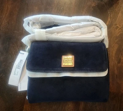 Dooney and Bourke Suede Hunter Crossbody Navy NWT with Dust Bag - Image 1 of 4