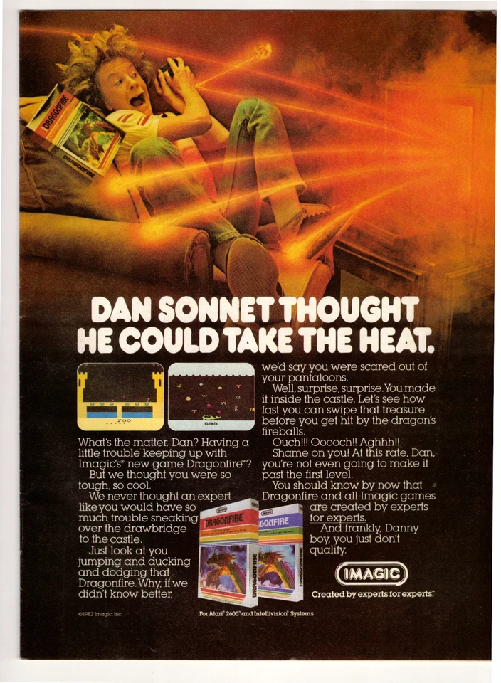 1982 Imagic Dragonfire Atari 2600 Intellivision Video Game 8" x 11" Print Ad - Image 1 of 1